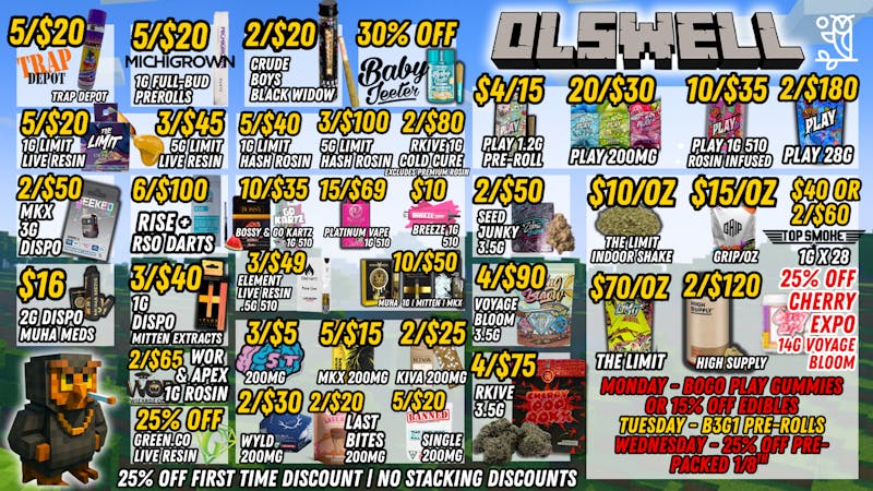 Olswell Cannabis Co - Kalkaska 🦉KALKASKA OLSWELL WEEKLY DEALS! 🤑