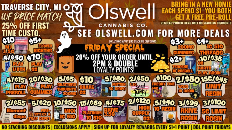 Olswell Cannabis Co 🦉Olswell Traverse City Deals!!