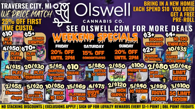 Olswell Cannabis Co 🦉💚 OLSWELL WEEKEND DEALS! 💚🦉