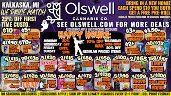 Olswell Cannabis Co - Kalkaska 🦉Kalkaska Olswell Cannabis LIVE DEALS!