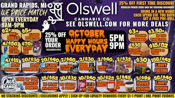 Olswell Cannabis Co 🦉Olswell Grand Rapids, LIVE DEALS! 🤑10.13-10.16