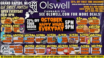Olswell Cannabis Co 🦉Olswell Grand Rapids, LIVE DEALS! 🤑10.13-10.16