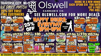 Olswell Cannabis Co TRAVERSE CITY OLSWELL 🍂LIVE DEALS 10.17-10.19🦉🎃