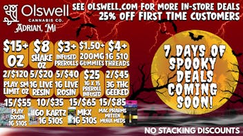 Olswell Cannabis Co 🦉OLSWELL, ADRIAN WEEKLY DEALS 10.21-10.23