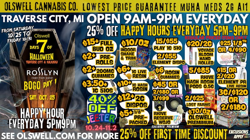 Olswell Cannabis Co 🦉OLSWELL HAUNTED HOURS 5PM-9PM 20% OFF EVERYDAY!