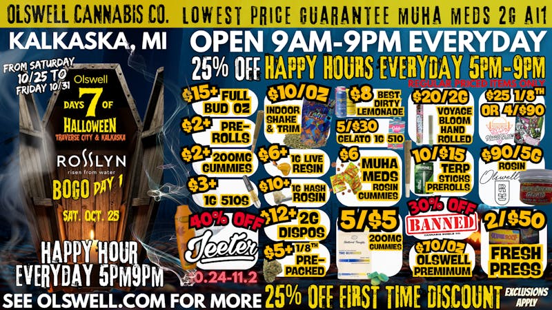 Olswell Cannabis Co - Kalkaska 🦉OLSWELL, KALKASKA HAUNTED HOURS 5PM-9PM