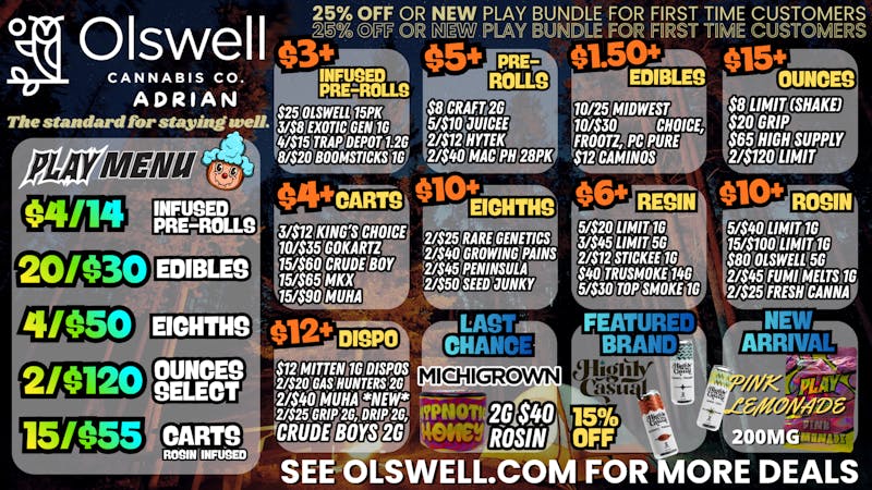 Olswell Cannabis Co OLSWELL NOVEMEBER LIVE DEALS!