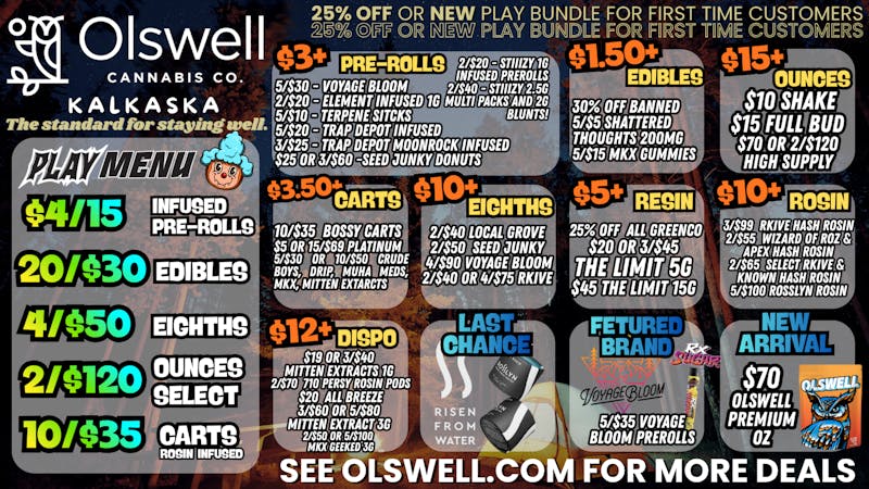 Olswell Cannabis Co - Kalkaska OLSWELL NOVEMEBER LIVE DEALS!