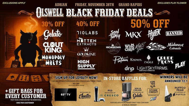 Olswell Cannabis Co OLSWELL ADRIAN, MI BLACK FRIDAY DEALS 11.26-12.1