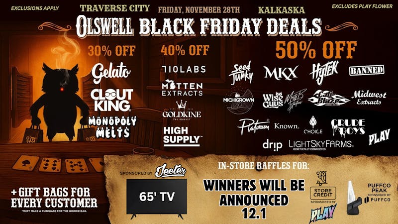 Olswell Cannabis Co - Kalkaska 🦉OLSWELL BLACK FRIDAY DEALS 11.26-12.1🤠🦃