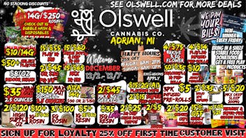 Olswell Cannabis Co OLSWELL ADRIAN, MI WEEKLY DEALS🦉🎄