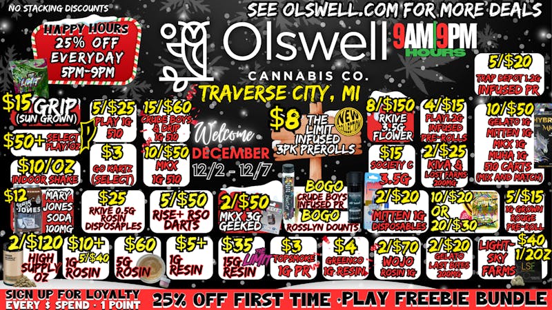 Olswell Cannabis Co 🦉OLSWELL WEEKLY LIVE DEALS ☃️