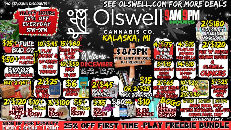 Olswell Cannabis Co - Kalkaska OLSWELL KALKASKA WEEKLY DEALS!
