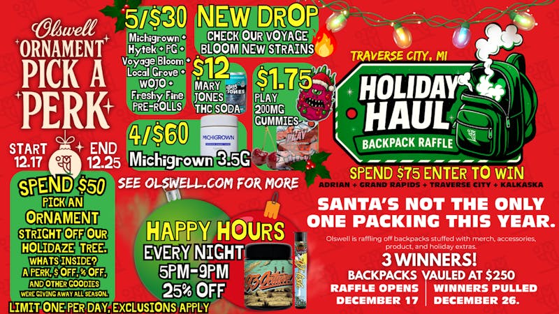 Olswell Cannabis Co Olswell, Traverse City. Weekend LIVE deals! 🦉❄️