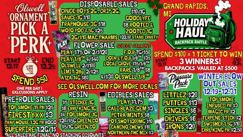 Olswell Cannabis Co OLSWELL, GRAND RAPIDS WINTER SALE BLOW OUT!