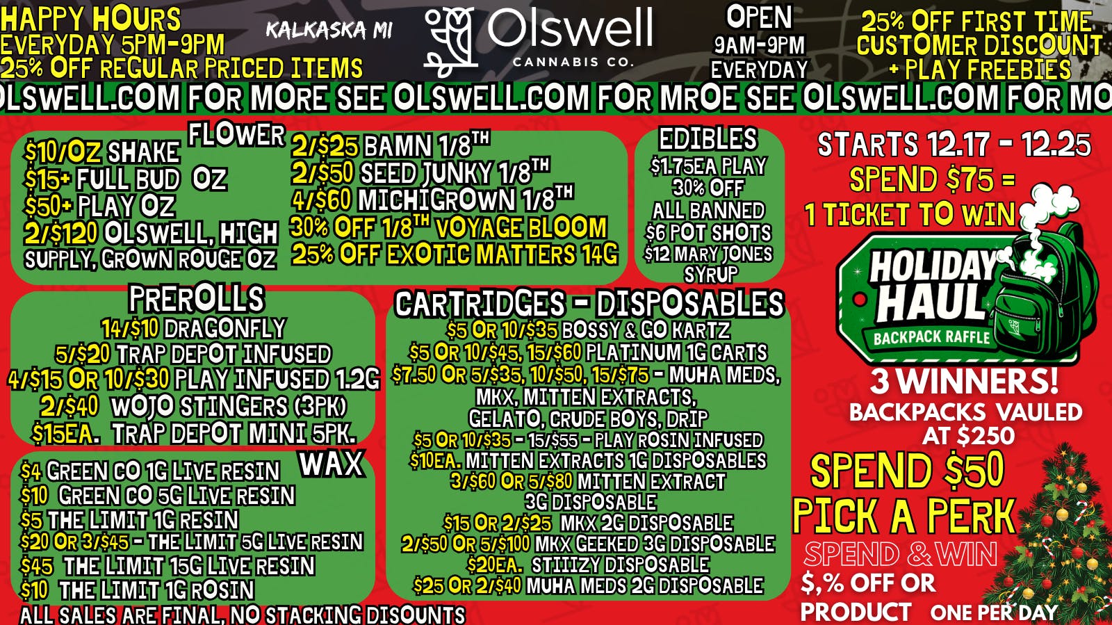 Olswell Cannabis Co - Kalkaska Olswell, Kalkaska. LIVE Deals!🦉❄️