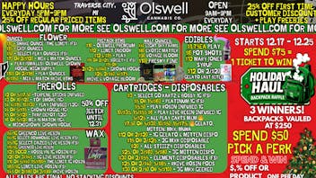 Olswell Cannabis Co Olswell, Traverse City, MI LIVE deals! 🦉❄️