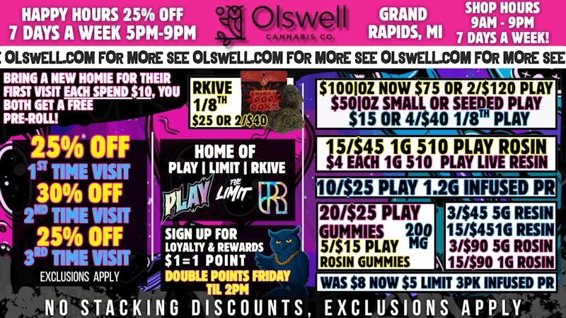 Olswell Cannabis Co OLSWELL, GRAND RAPIDS NEW YEARS DEALS!