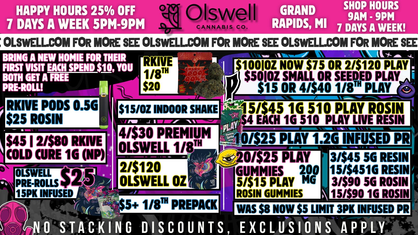 Olswell Cannabis Co OLSWELL, GRAND RAPIDS 1/9 - 1/14 LIVE DEALS🦉🤙