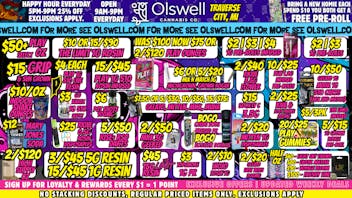 Olswell Cannabis Co OLSWELL, TRAVERSE CITY LIVE DEALS 1/09 - 1/14 🦉🤙