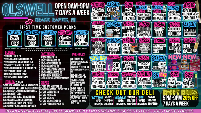 Olswell Cannabis Co Olswell, Grand Rapids Weekend DEALS!