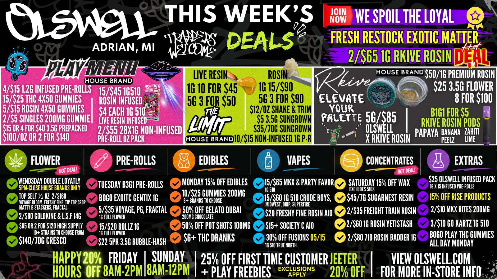 Olswell Cannabis Co Olswell, Adrian MI WEEKLY DEALS!
