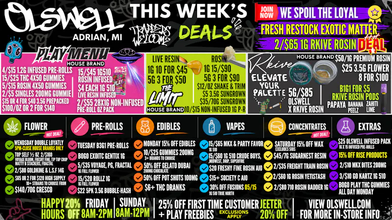 Olswell Cannabis Co Olswell, Adrian MI WEEKLY DEALS!