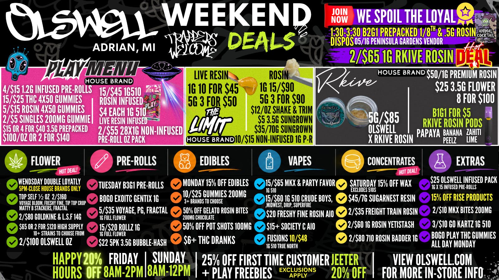 Olswell Cannabis Co 🦉OLSWELL WEEKEND DEALS | VENDOR WEEKEND