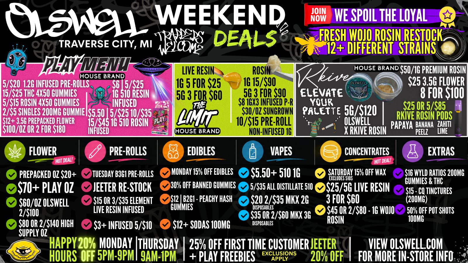 Olswell Cannabis Co TRAVERSE CITY OLSWELL WEEKEND DEALS! | LIVE NOW