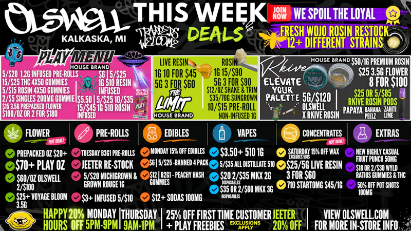 Olswell Cannabis Co - Kalkaska BEST PRICES FOR ROSIN AIO AT OLSWELL, KALKASKA