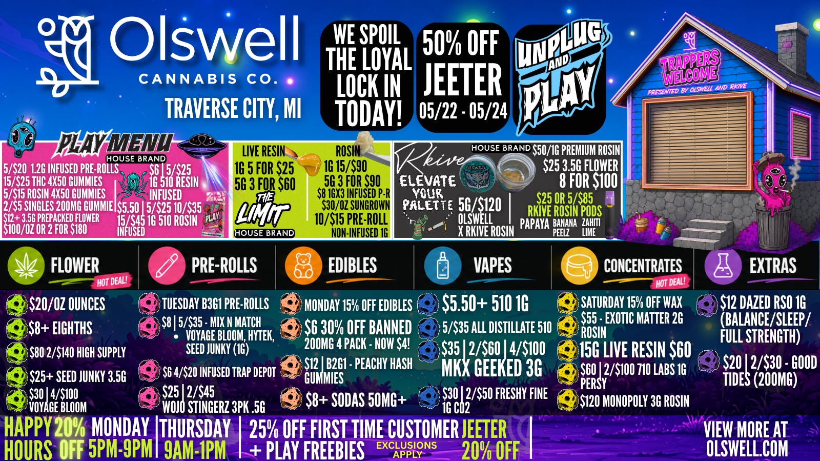 Olswell Cannabis Co OLSWELL, TRAVERSE CITY MEMORIAL WEEKEND DEALS!