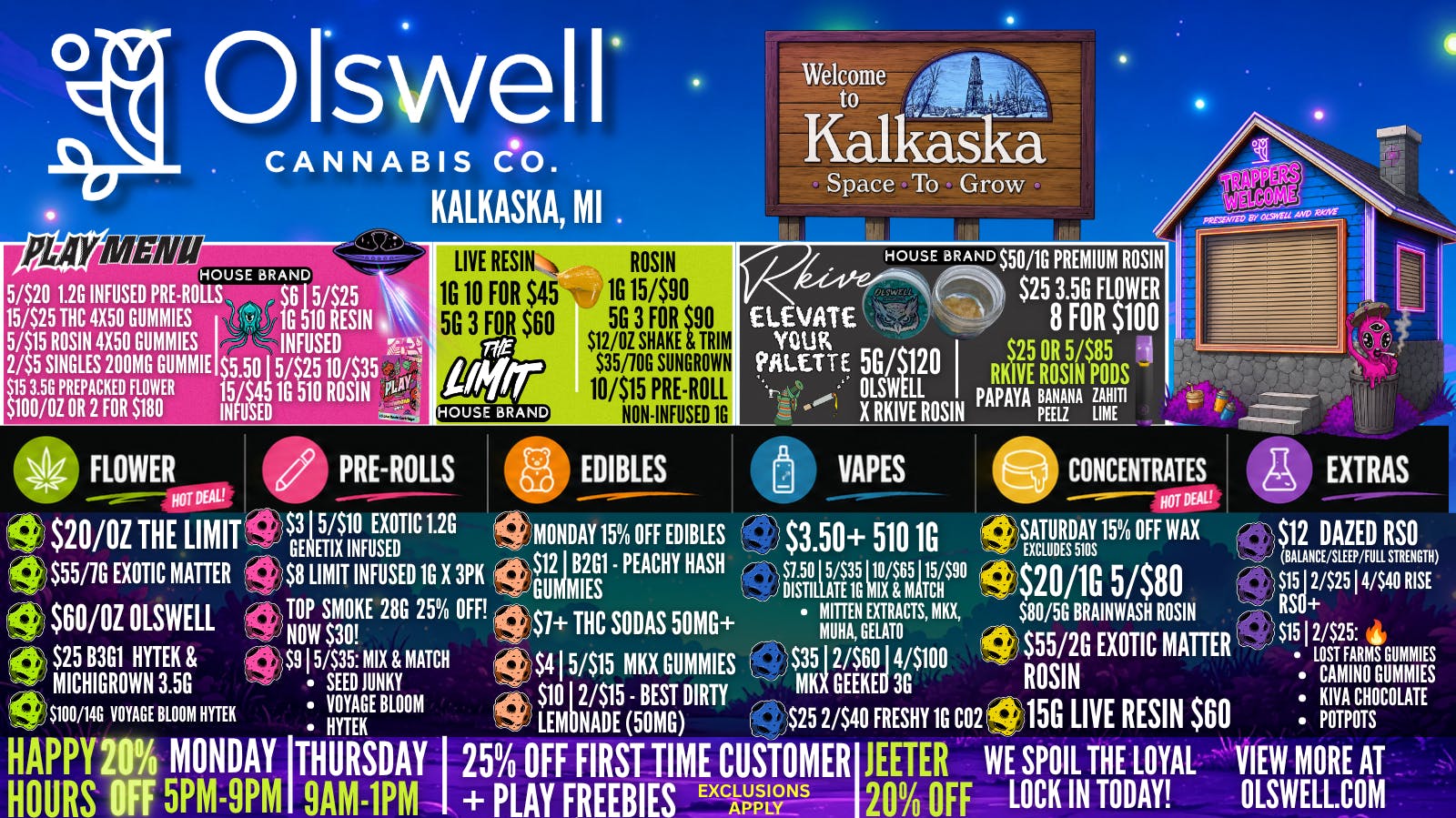 Olswell Cannabis Co - Kalkaska OLSWELL, KALKASKA MEMORIAL WEEKEND DEALS!