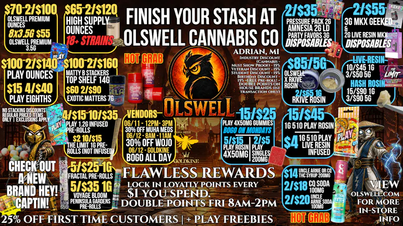 Olswell Cannabis Co FLAWLESS REWARDS AT OLSWELL, ADRIAN