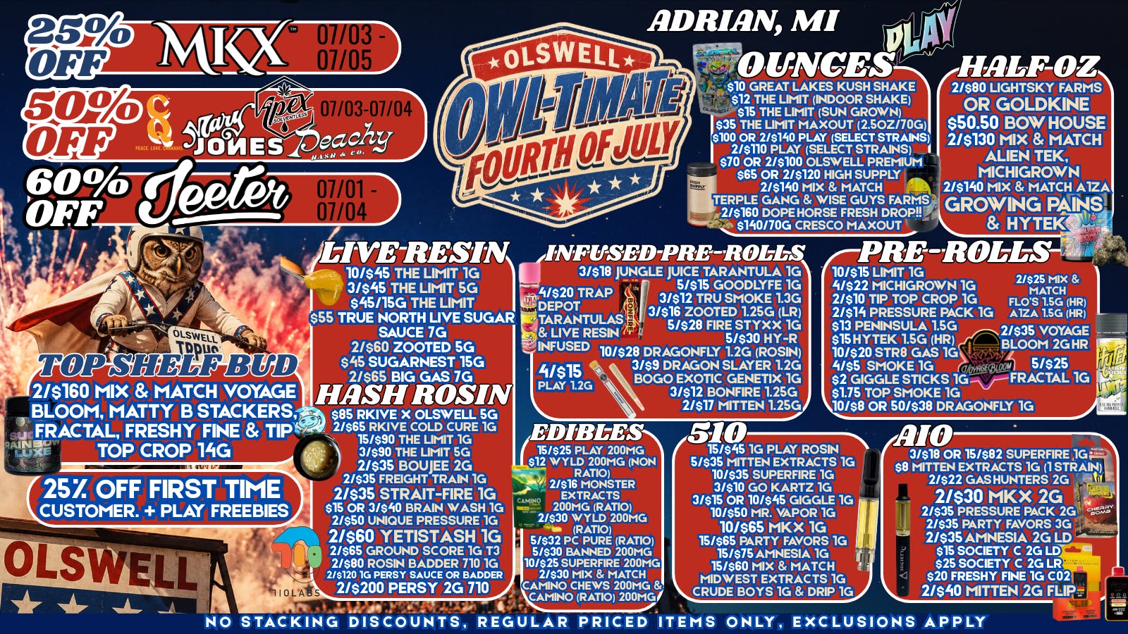 Olswell Cannabis Co 4TH OF JULY WEEKEND SALES! AT OLSWELL, ADRIAN MI!