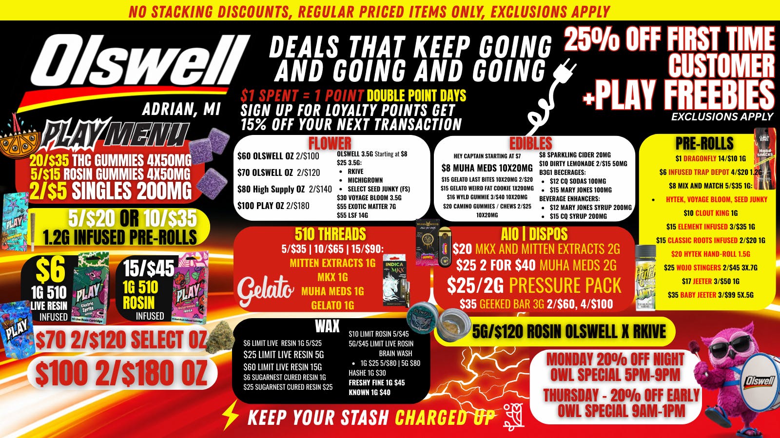 Olswell Cannabis Co TRAVERSE CITY OLSWELL WEEKLY DEALS!