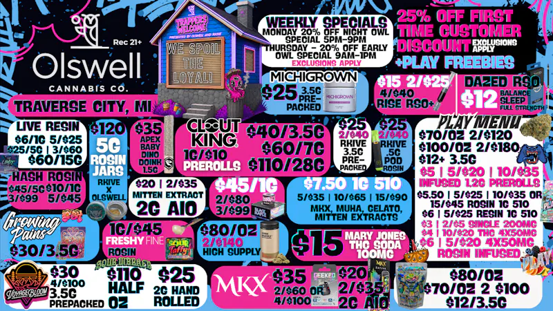 Olswell Cannabis Co Olswell Cannabis Co, Traverse City | Weekly Deals