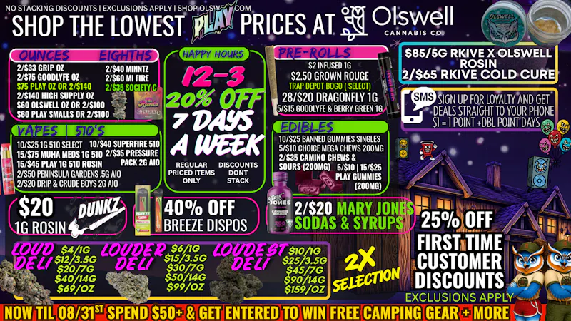 Olswell Cannabis Co 🔥$2 INFUSED PR & END OF SUMMER SALES AT OLSWELL!