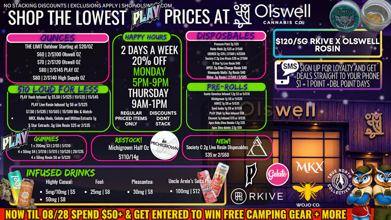 Olswell Cannabis Co CAMP OLSWELL IS LIVE | SPEND $50+ & YOU COULD WIN!