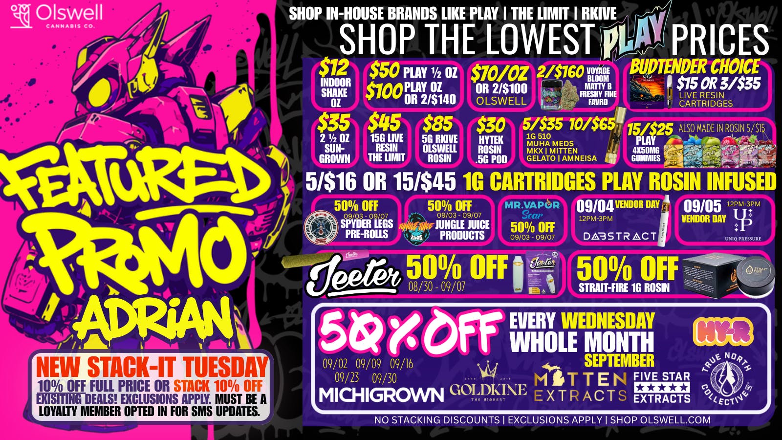 Olswell Cannabis Co NEW MONTH NEW DEALS AT OLSWELL, ADRIAN!