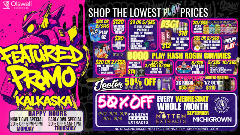 Olswell Cannabis Co - Kalkaska KALKASKA OLSWELL | END OF THE MONTH DEALS