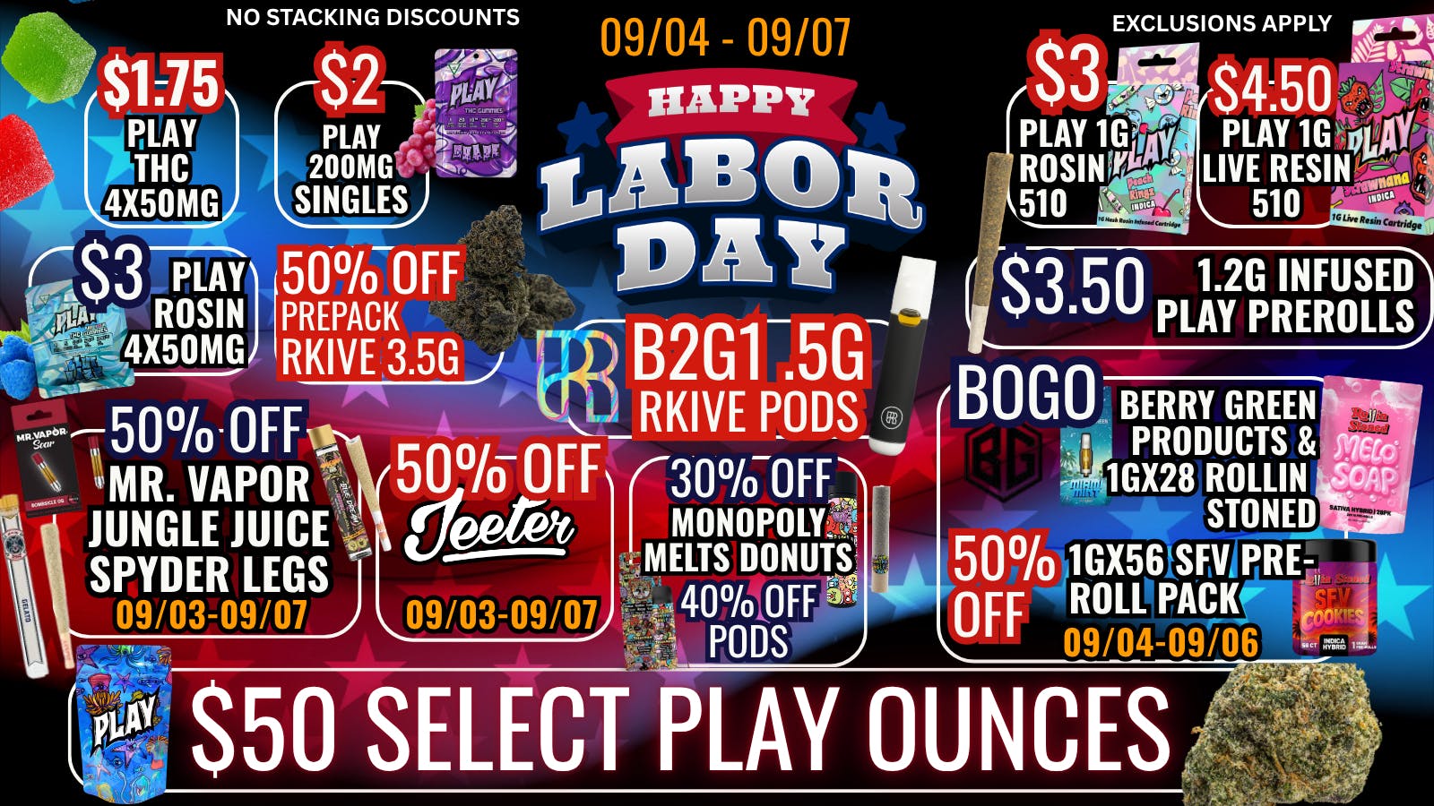 Olswell Cannabis Co LABOR DAY WEEKEND DEALS AT OLSWELL 50% OFF BRANDS