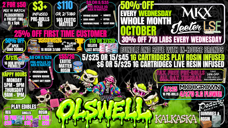 Olswell Cannabis Co - Kalkaska OLSWELL OCTOBER LIVE DEALS