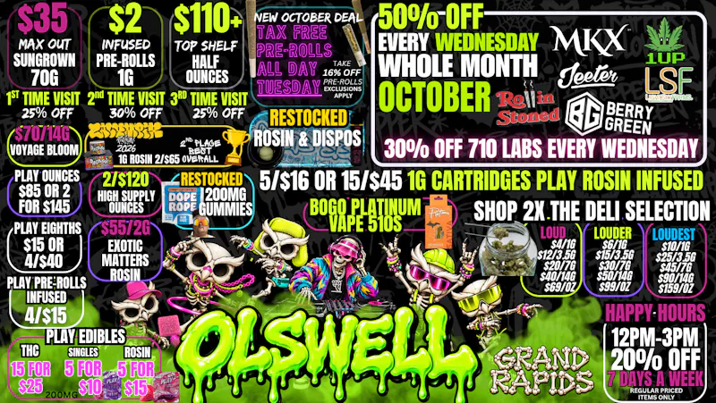 Olswell Cannabis Co NEW OCTOBER OLSWELL GRAND RAPIDS DEALS!🎃🎃