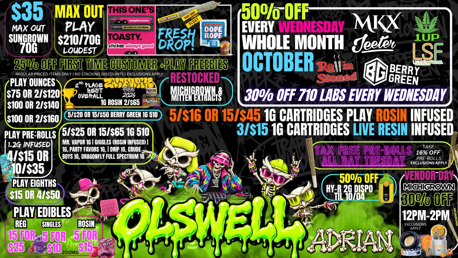 Olswell Cannabis Co NEW OCTOBER OLSWELL ADRIAN DEALS! 🎃🎃