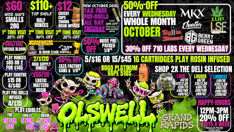 Olswell Cannabis Co SHOP THE HOTTEST BRANDS ON WEDNESDAYS AT OLSWELL