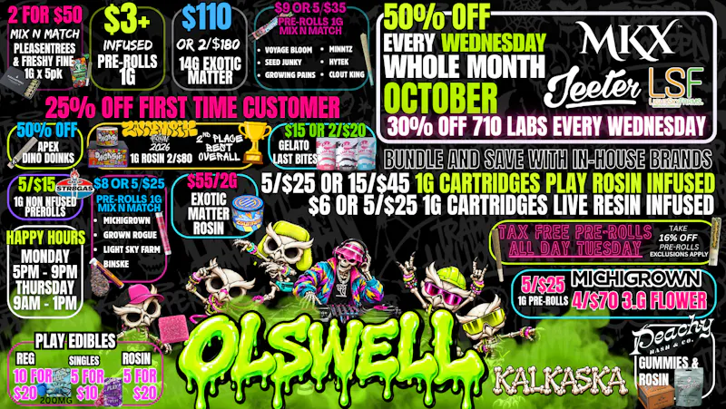Olswell Cannabis Co - Kalkaska SHOP 50% OFF BRANDS WEDNESDAY AT OLSWELL