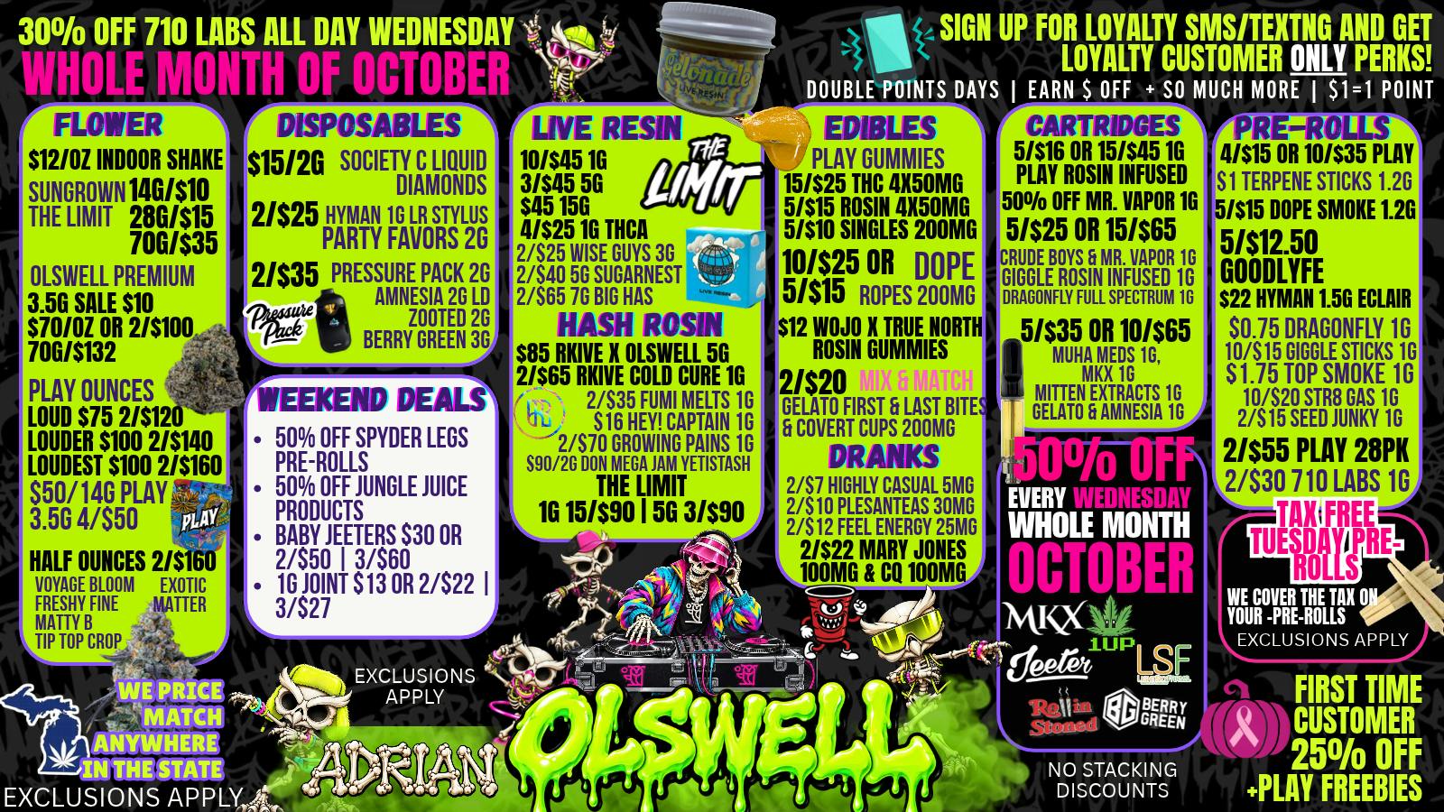 Olswell Cannabis Co SHOP LIVE WEEKEND DEALS AT OLSWELL, ADRIAN