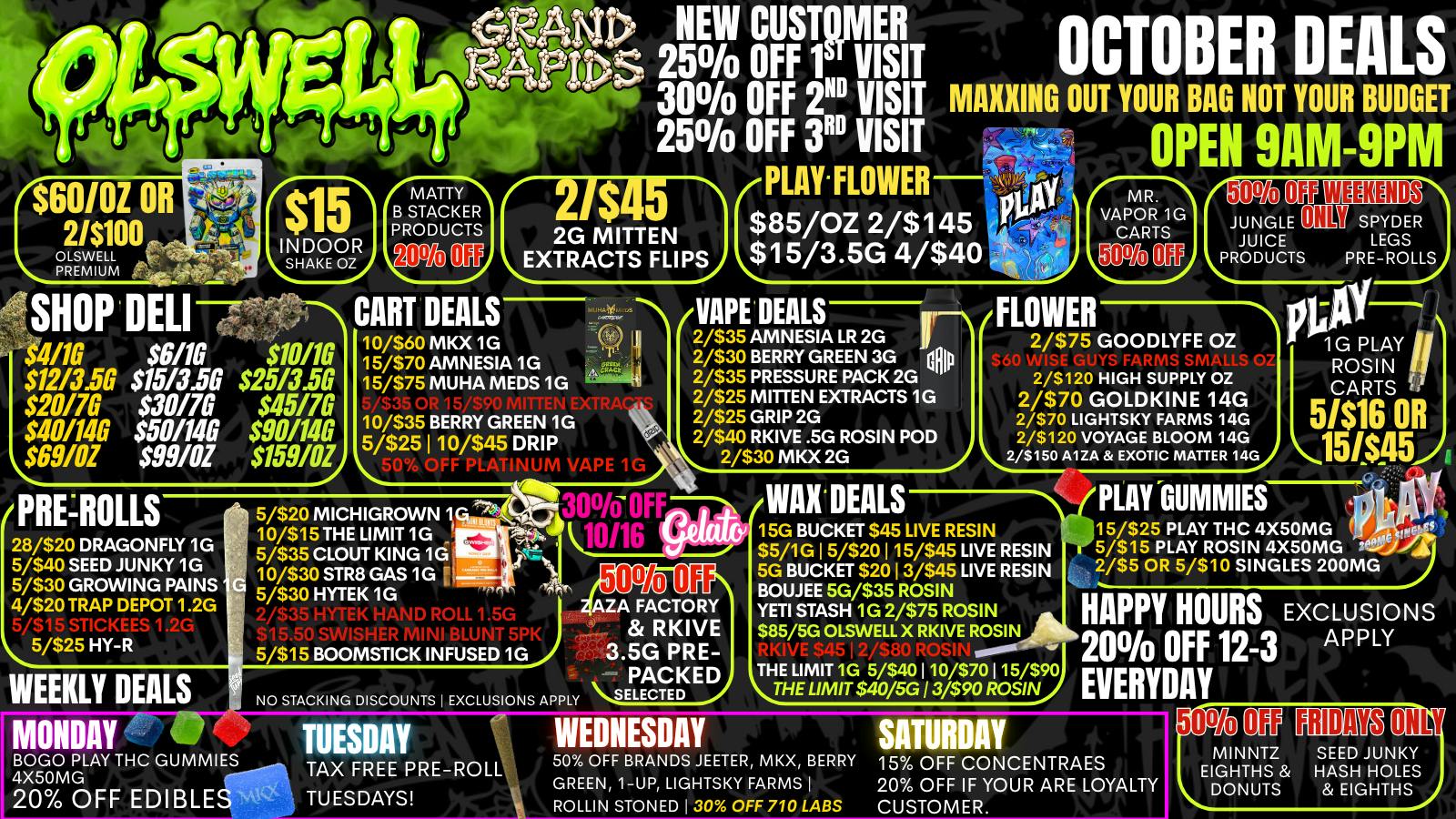 Olswell Cannabis Co SHOP OLSWELL GRAND RAPIDS LIVE DEALS! 🦉👻