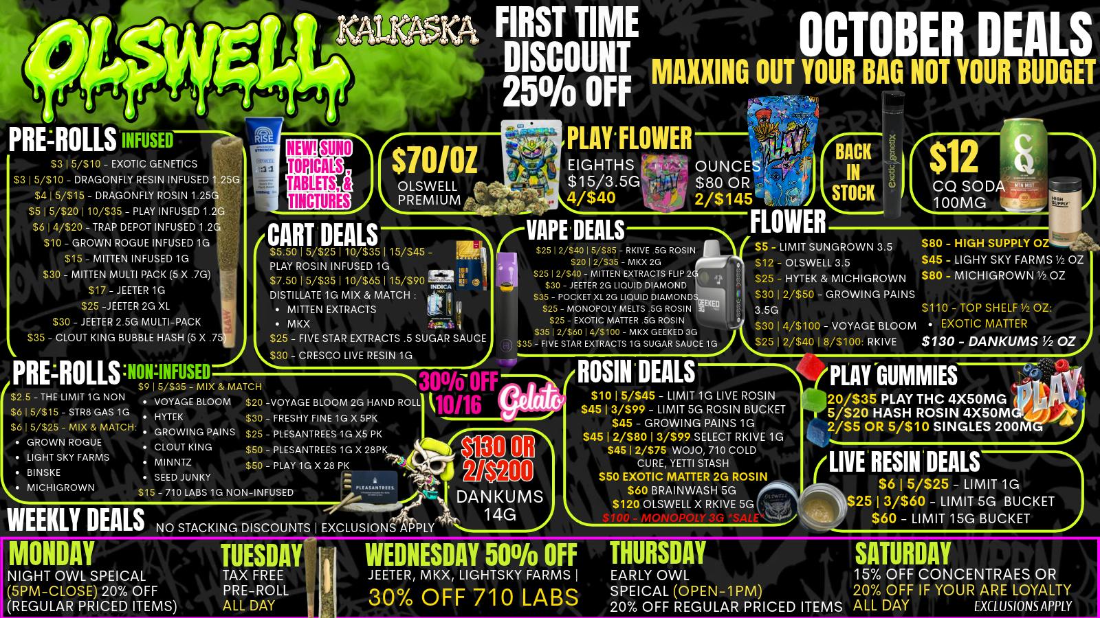 Olswell Cannabis Co - Kalkaska SHOP OLSWELL KALKASKA WEEKLY DEALS!
