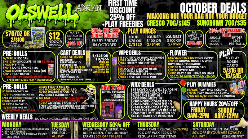 Olswell Cannabis Co SPOOKY DEALS COMING TO OLSWELL. BE AWARE!🔥🦉